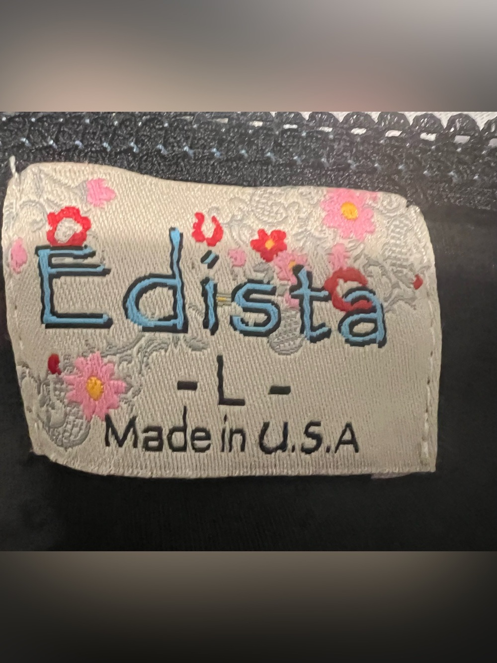 EDISTA Black Floral Lace Panel Short Sleeve Women's Top - Picture 4 of 4
